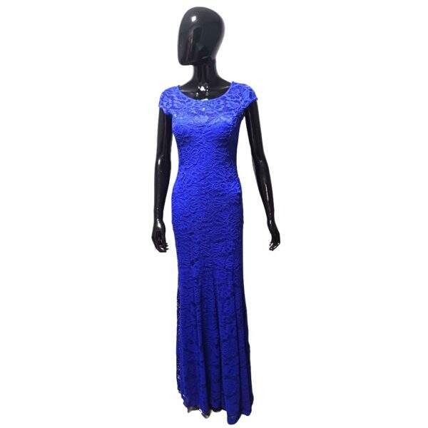 Vestido Longo Renda Azul Royal Bojo Forro Azul Marinho Sem Manga - Tam.: 38 - Sence Collection - Cod. 010004