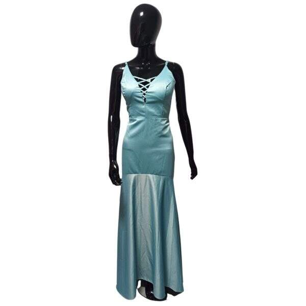 Vestido Longo Poliéster Azul Bebê Bojo Alça - Tam.: G - Vestclass - Cod. 010010