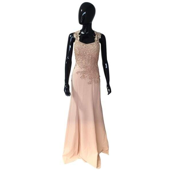 Vestido Longo Poliéster Champagne Top Renda Champagne Regata - Tam.: P - Cod. 010042