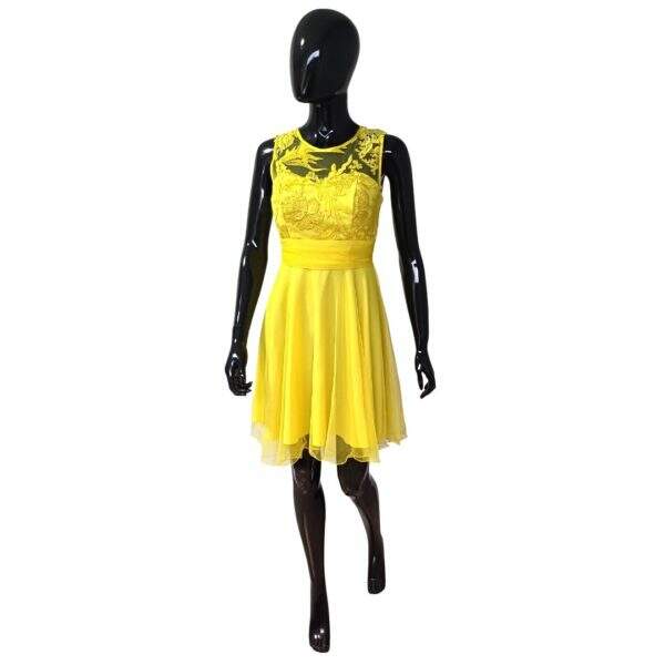 Vestido Curto Amarelo Telinha Amarela Top Renda Amarela Regata - Tam.: PP - Mottive - Cod. 020013