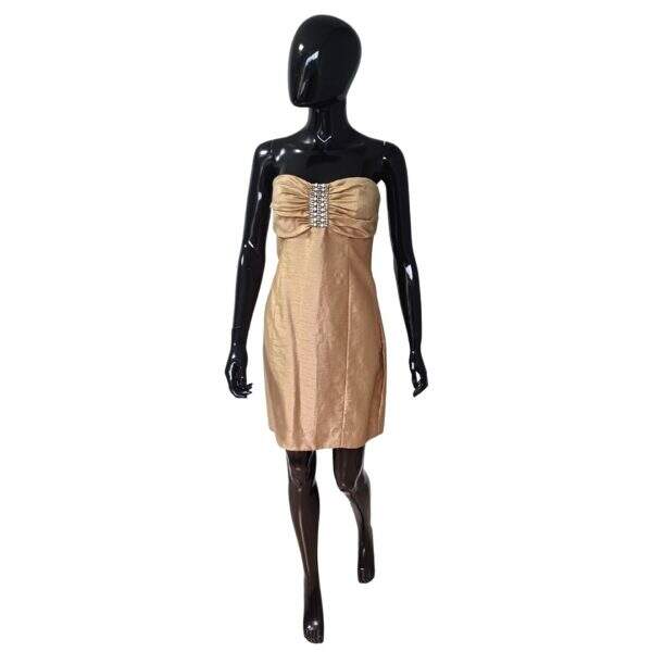 Vestido Curto Bronze Algodão Bronze Tomara que caia - Tam.: M - Caos - Cod. 020014