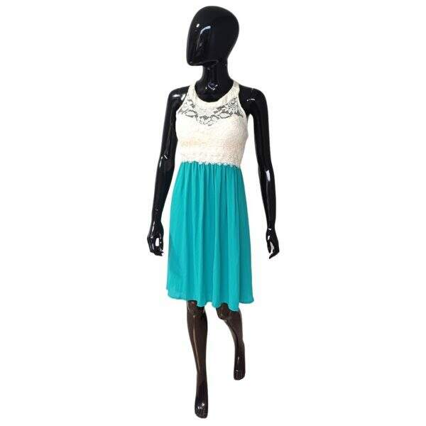 Vestido Curto Poliéster Verde Top Regata Renda Marfim Regata - Tam.: P - Sence Collection - Cod. 020015