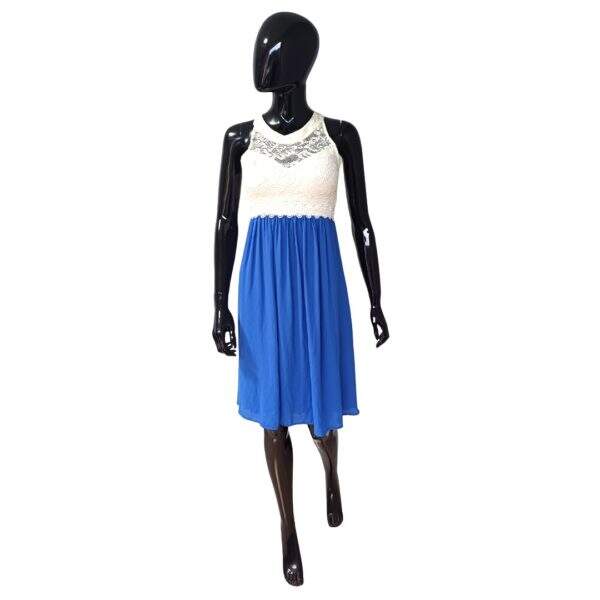 Vestido Curto Poliéster Azul Top Regata Renda Marfim Regata - Tam.: P - Sence Collection - Cod. 020016