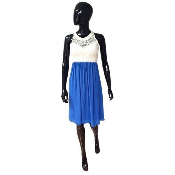 Vestido Curto Poliéster Azul Top Regata Renda Marfim Regata - Tam.: P - Sence Collection - Cod. 020017